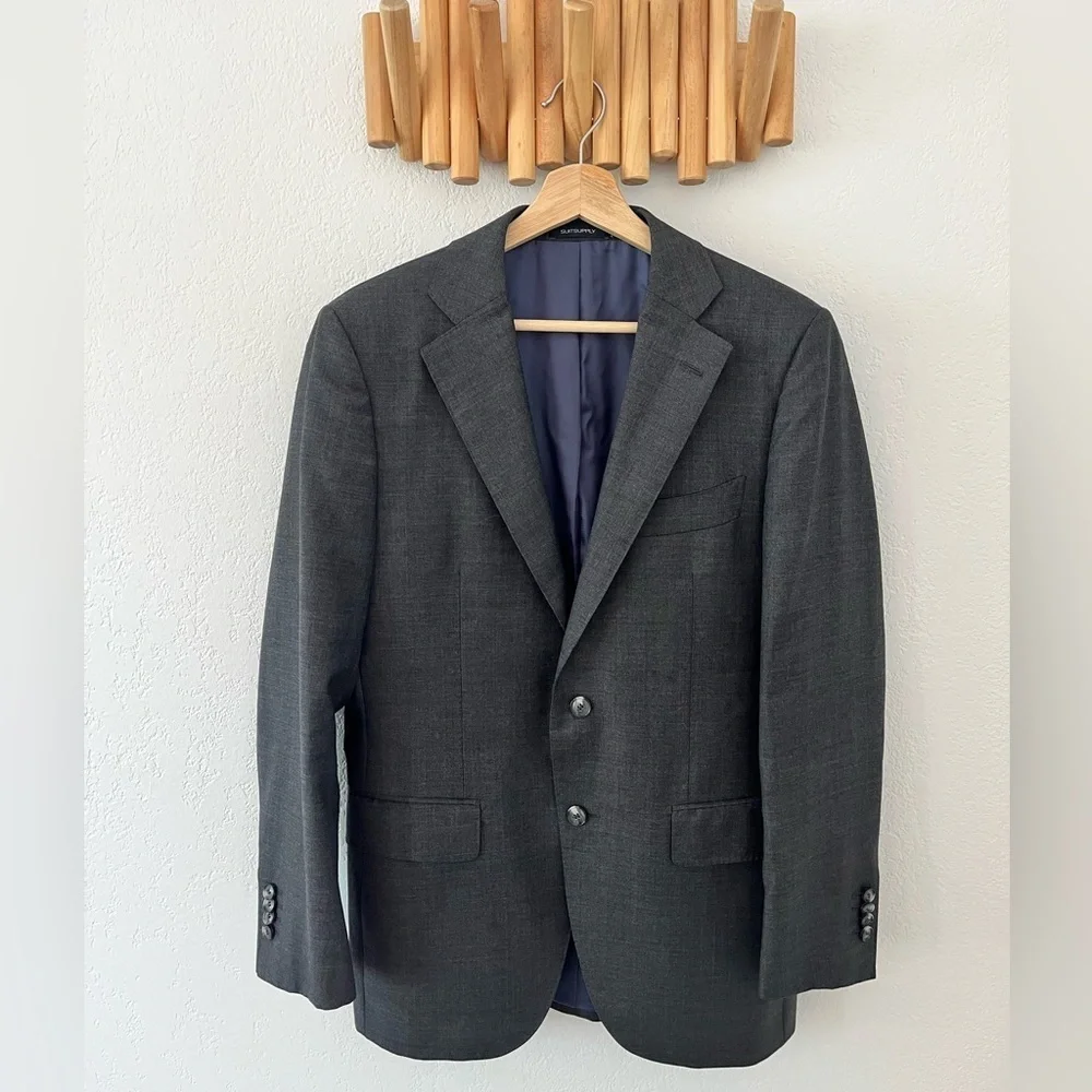 Suitsupply Men Wool Suit Jacket Grey Slate S110 Formal Business Work Size 38